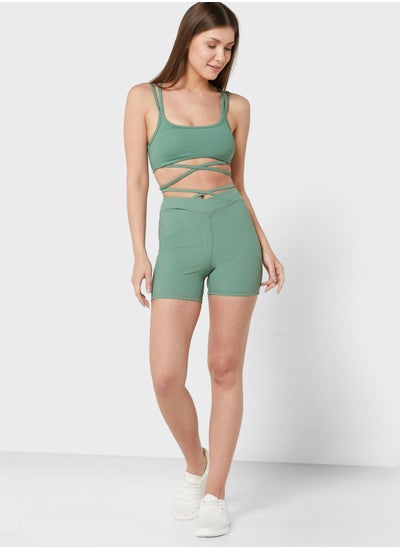 Buy Ribbed High Waist Mini Shorts in Saudi Arabia