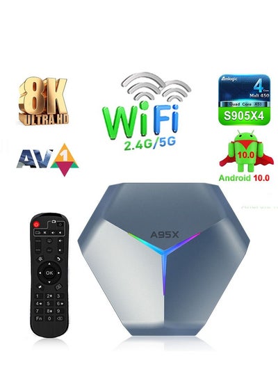 اشتري Android 10.0 TV Box Amlogic Quad Core Dual WiFi 2.4G/5G في الامارات