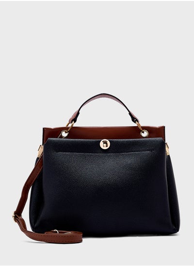 اشتري Top Handle Bag With Contrast Panel في الامارات