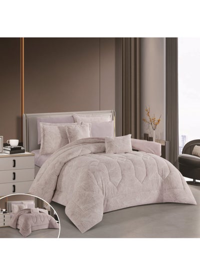 Buy Winter Comforter Set Made Of Fur And Velvet Double-Sided With Durable And Soft Fabric Heavy Filling 8 Pieces King Size in Saudi Arabia