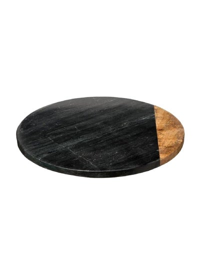 Buy Marble Round Shape Turning Serving Tray Black and Brown 30 cm 173704B in Saudi Arabia