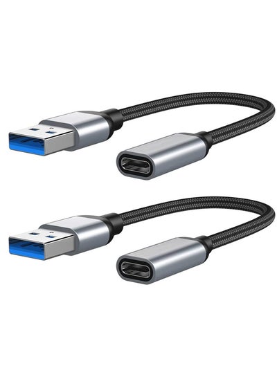 اشتري Tycom USB C Female to USB Male Adapter, 5inch USB A to Type C Connector, Compatible with iPhone 12 Mini/12 Pro Max/11 Pro Max, Type-C Earphone 2 Pack. في الامارات