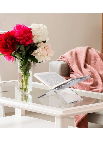 Bamboo Book Stand For Reading Large Double-Layer Adjustable Book Holder  Portable