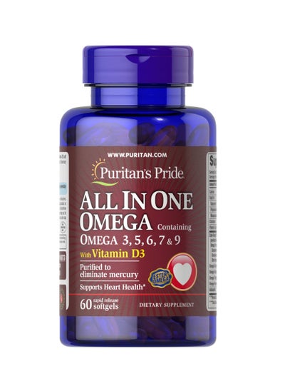 Buy All in One Omega 3, 5, 6, 7 & 9 with Vitamin D3 60 softgels in UAE