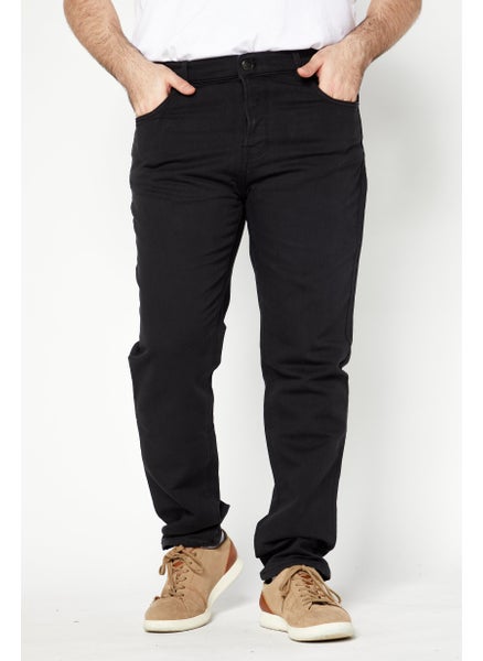 اشتري Men Regular Fit Solid Stretchable Chino Pants, Black في الامارات