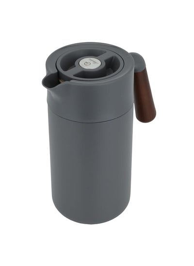 Buy Thermos Dark Gray With Wooden Handle 1.2L in Saudi Arabia