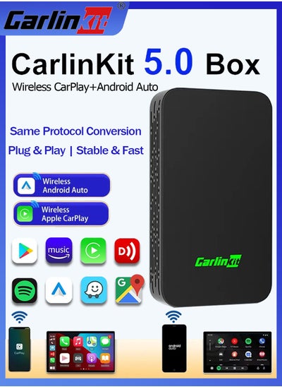 Buy CarlinKit 5.0 & 4.0 Wireless CarPlay Mini Adapter Android Auto Dongle Smart Car Play Box for iOS & Android BT Wifi Auto Connect in Saudi Arabia