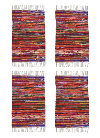 Buy Rag Rug Kilim Multicoloured Double Sided Washable 70*100 cm 4 pcs in Egypt