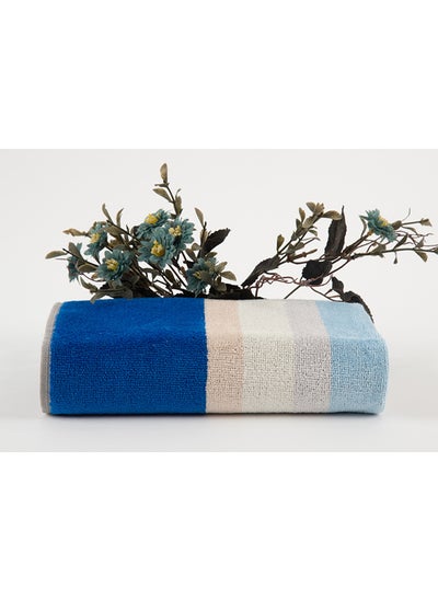 Buy Towel Cross Stripe 500 Gsm 100% Cotton Terry -Cross Stripe Design1 Hand  50X90 CmLuxury Touch Extra Absorbent-Royal Blue in Saudi Arabia