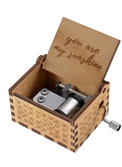 Buy Wood Hand Crank Engraved Vintage Wooden Music Box Wedding Valentine Birthday Gift You are My Sunshine Gifts on Valentine's Day for Girlfriend,Children in UAE