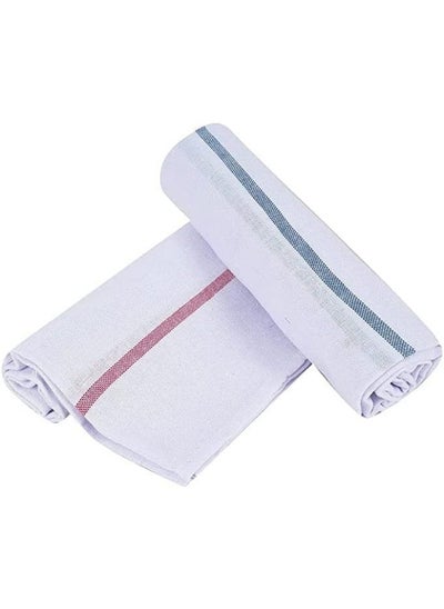 اشتري Alsaqer Cotton Kerala Bath Towel (THORTHU) Large Size 100 GSM, Single Pc (30" X 60"), White-1 Pc في الامارات