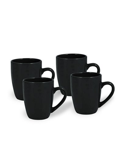 Buy FEELINGS Stoneware Mug Set of 4 , Black 360ml in UAE