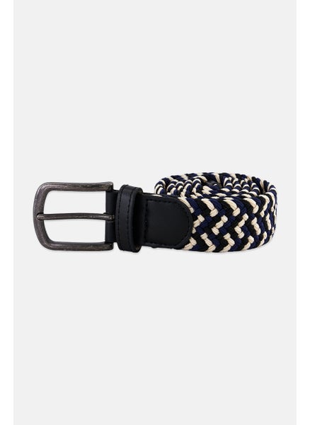 Buy Men Textured Belt, Navy/Black Combo in UAE