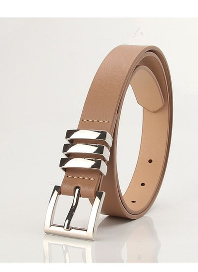 Buy Fashion Explosion Style With Classic Square Pinhole Jeans Belt Women 105cm Brown in UAE