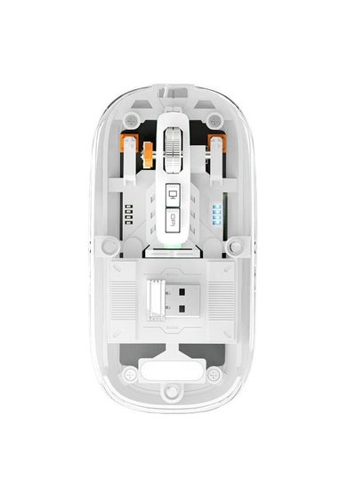 Buy Wireless Bluetooth Mouse, Slim Dual Mode (Bluetooth 5.1 + USB 2.4Ghz) Rechargeable Mice with USB Receiver, Transparent Silent Mouse 4 Level Adjustable DPI, For PC, Mac, Laptop (White) in UAE