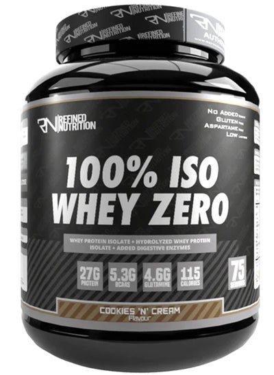 Buy Refined Nutrition 100% Whey Isolate Zero, Muscle Support and Recovery, Digestive Health Support and Weight Management, Cookies and Cream Flavor, 2.2 Kg in UAE