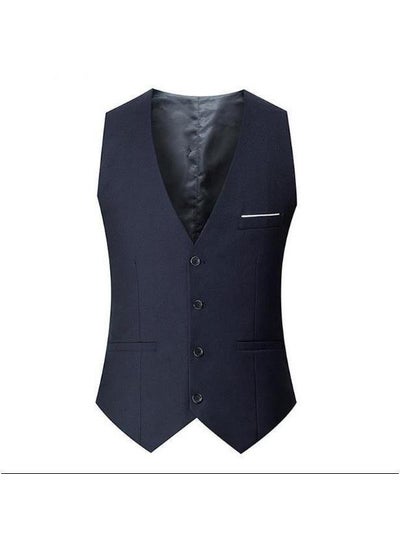 اشتري Slim Fit Korean Style Mens Suit Vest for SpringNavy blue Navy blue في السعودية