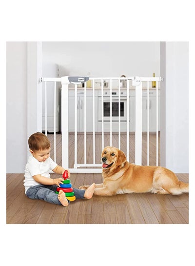 Buy Baby Gate for Stairs & Doorways, Extra Wide Baby Safety Door Gates,Pet Dog Gate, Auto Close Pressure Mounted Walk Thru Child Gate for Baby Toddlers,NO Drilling (Gate + 20cm Extensions) in UAE