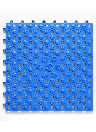 اشتري 6 PCS PVC Bathroom Mat Spliceable for Bathroom 30*30cm Blue في السعودية