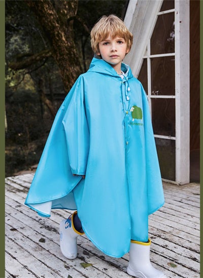 Buy Boys And Girls With Backpacks Riding Ponchos Hiking Waterproof Cloaks Raincoats Blue in Saudi Arabia