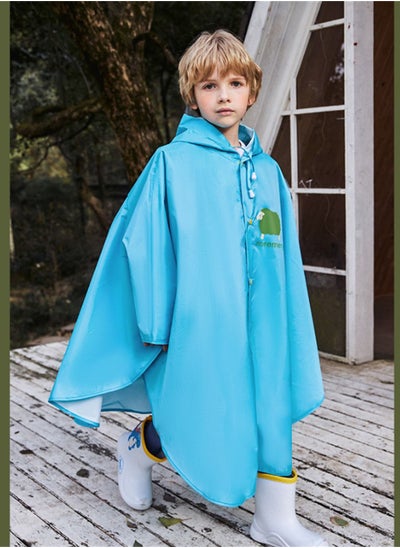 Buy Boys And Girls With Backpacks Riding Ponchos Hiking Waterproof Cloaks Raincoats Blue in Saudi Arabia