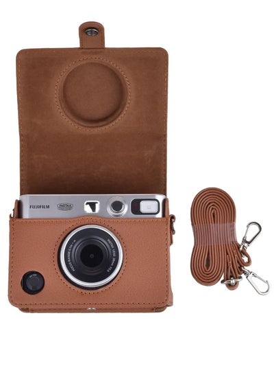 Buy Case for Fuji Mini EVO ,Camera Case Compatible for Fuji Mini EVO Camera with Adjustable Shoulder Strap in Brown Lychee Texture Horizontal Style in UAE