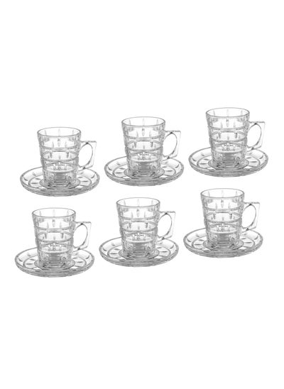 Buy Tea set with saucer, 12 pieces, 6 tea cups + 6 tea saucers in Saudi Arabia