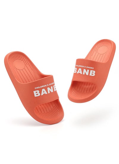 Buy Orange Unisex Kids Shower Cute Cartoon Slippers Boys Girls Non-Slip Soft Sole Open Toe Sandals Slippers For Bathroom Or Indoor Use in Saudi Arabia