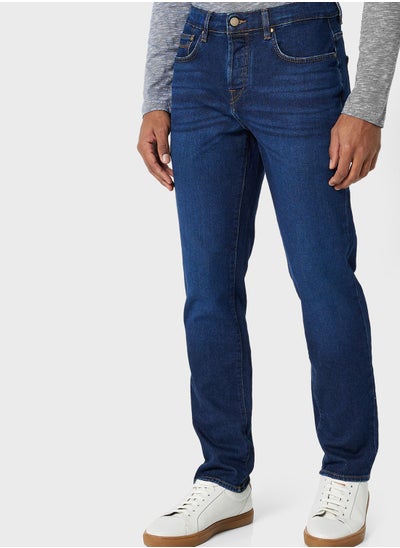 Buy Mid Wash Straight Fit Jeans in UAE