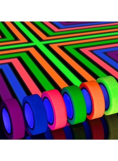 Buy 6 Colors Neon Gaffer Cloth Tape, Fluorescent UV Blacklight Glow in The Dark Tape for UV Party (0.6 Inch x 16.5 Feet) in Saudi Arabia
