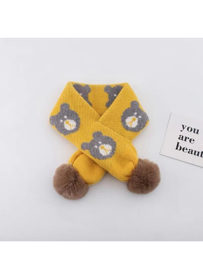 اشتري Winter Kids Knit Scarf Cartoon Plush BearYellow Yellow في الامارات