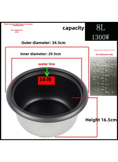 Buy Old-fashioned electric rice cooker universal inner container non-stick inner pot thickened red triangle inner accessories 2L3L4L5L6L explosions 8L non-stick aluminum bladder in UAE