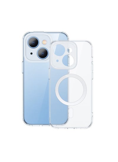 Buy Soft Meterial Slim Transparent Mobile Phone Case For Apple iPhone 14, Shock Proof Back Cover, Full Body Coverage Lens Protection With Magsafe in Saudi Arabia