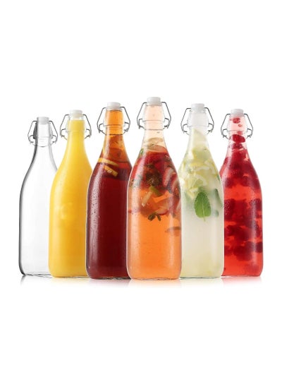 Buy 6Pack 32oz Flip Top Glass Bottle 1 Liter Swing Top Bottles with Airtight Seal Flip Caps for Kombucha, Beverages, Oil, Vinegar, Water, Soda, Kefir in UAE