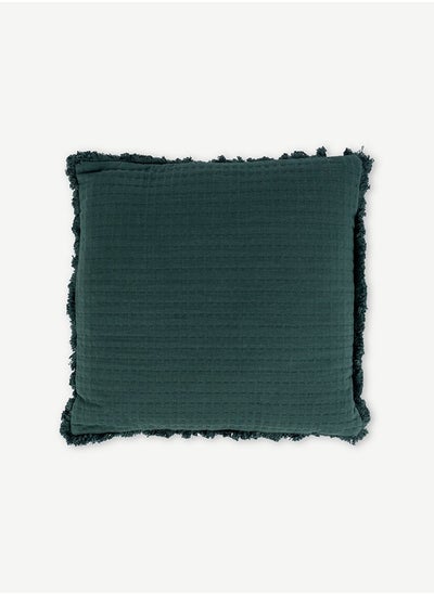 Buy Davey Cushion With Fringes Bottle Green in UAE