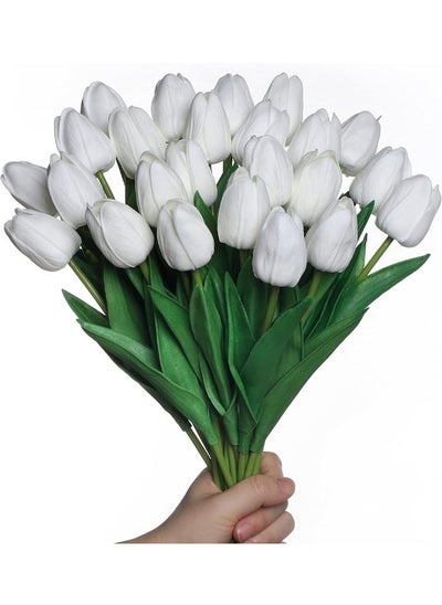 Buy Anaoo 24 X White Artificial Tulip Latex Bouquet Wedding Bridal Flowers For Home, Wedding, Party, Office Decoration, Floral Arrangements in Egypt