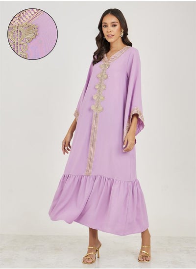 اشتري Flared Sleeves Jalabiya with Lace Trim في السعودية