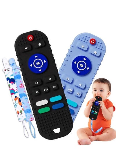Buy 2 Pack Baby Teething Toys, Silicone Baby Toys Teether Chew Toys for Babies, TV Remote Control Shape with Push Sensory Bubble, Infant Teether Early Educational Toy for 3-12 Months in Saudi Arabia