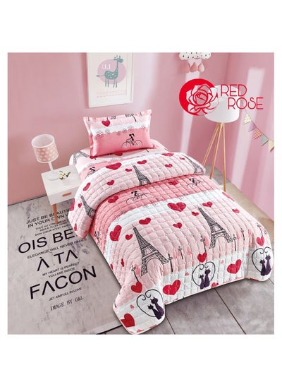 Buy Comforter set for children's bed, consisting of 3 pieces, microfiber, single size, 160 x 220 cm, multicolor in Saudi Arabia