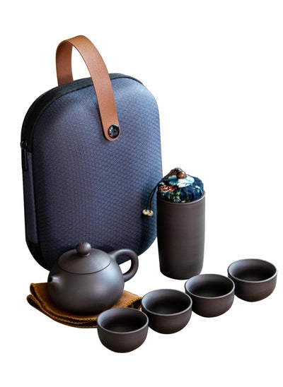 اشتري Portable Travel Tea Set Handmade Chinese Kung Fu Traditonal Chinese Tea Pot Ceramic Zisha Tea Cup في الامارات