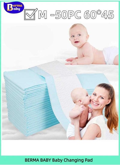 Buy 60*45 CM Disposable Underpads Bed Pads for Baby, Leak-Proof Breathable Incontinence Diaper Changing Pad, Heavy Absorbency, and Soft Blue Cover for Bed in Saudi Arabia