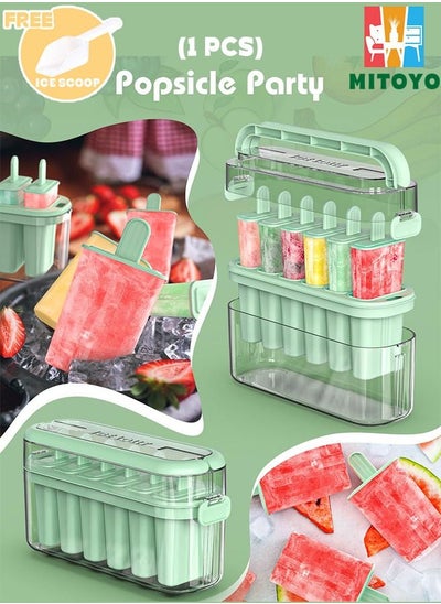 Buy Homemade Popsicle Molds Set With Popsicle Sticks - Food Grade Silicone Ice Pop Maker - Leak-proof, Easy Release, Large Capacity - Silicone Popsicle Molds With Anti-slip Handles (6-piece Green) in UAE