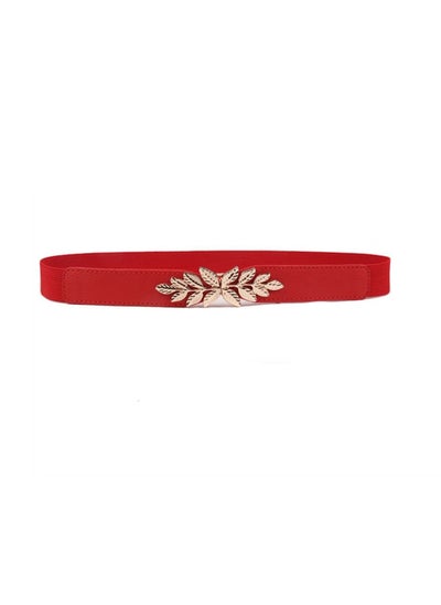 اشتري Flower Elastic Decorative Belt Elastic Pearl Inlaid 63cm Red في الامارات