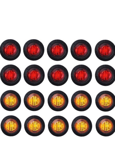 Buy 3/4 Inch Mount 10 pcs Amber + 10 pcs Red LED Clearance Bullet Side LED Marker Lights for Trailer Truck RV Car Bus Van (Pack of 20) in Saudi Arabia