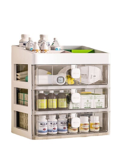 Buy 3 Layer Medicine Box With Drawer Medicine Storage Organizer Boxes Plastic in UAE