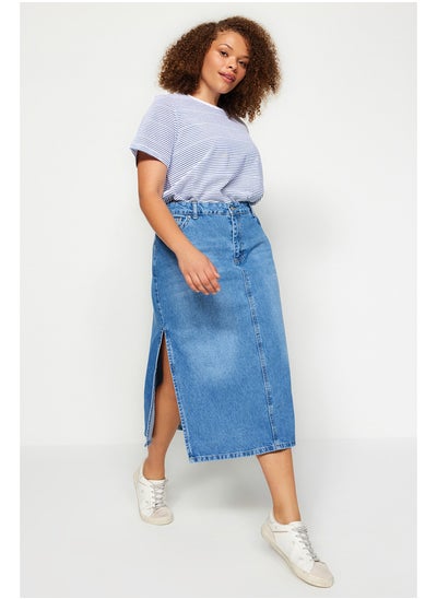 Buy Blue Slit Midi Denim Skirt TBBSS23AZ00055 in Egypt