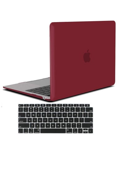 اشتري حافظة صلبة بلاستيكية من Ntech MacBook Air 13 بوصة وغطاء لوحة مفاتيح 2022 2021 2020 2019 2018 إصدار A2337 M1 A2179 A1932 شاشة Retina مع معرف اللمس (أحمر نبيذ) في الامارات