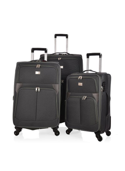 اشتري New Travel Luggage 3 Piece Sets Soft Trolley Travel Bag Lightweight Suitcase Sets Size 20/24/28 Inch Grey في السعودية