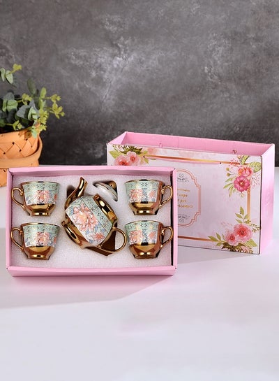 Buy 5 Pcs Electroplated Ceramic Tea Set in UAE