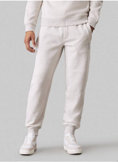 Buy Men's  Monogram Fleece Joggers , Grey - Cotton Blend in Saudi Arabia